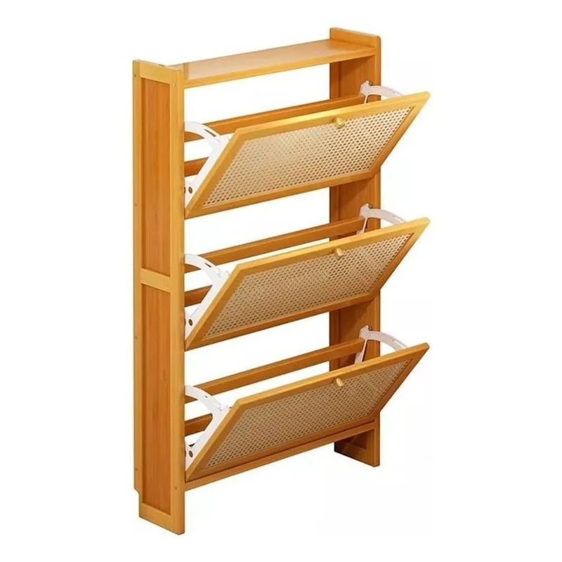 MUNDO MAGIA - Zapatero Organizador 3 Puertas Bambú Elegante De Madera-