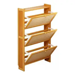 MUNDO MAGIA - Zapatero Organizador 3 Puertas Bambú Elegante De Madera-