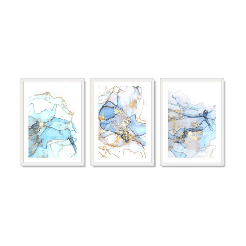 ALCUADRADO - Set Triple Cuadros Mármol elegante vectorial Blanco 70x50 cm
