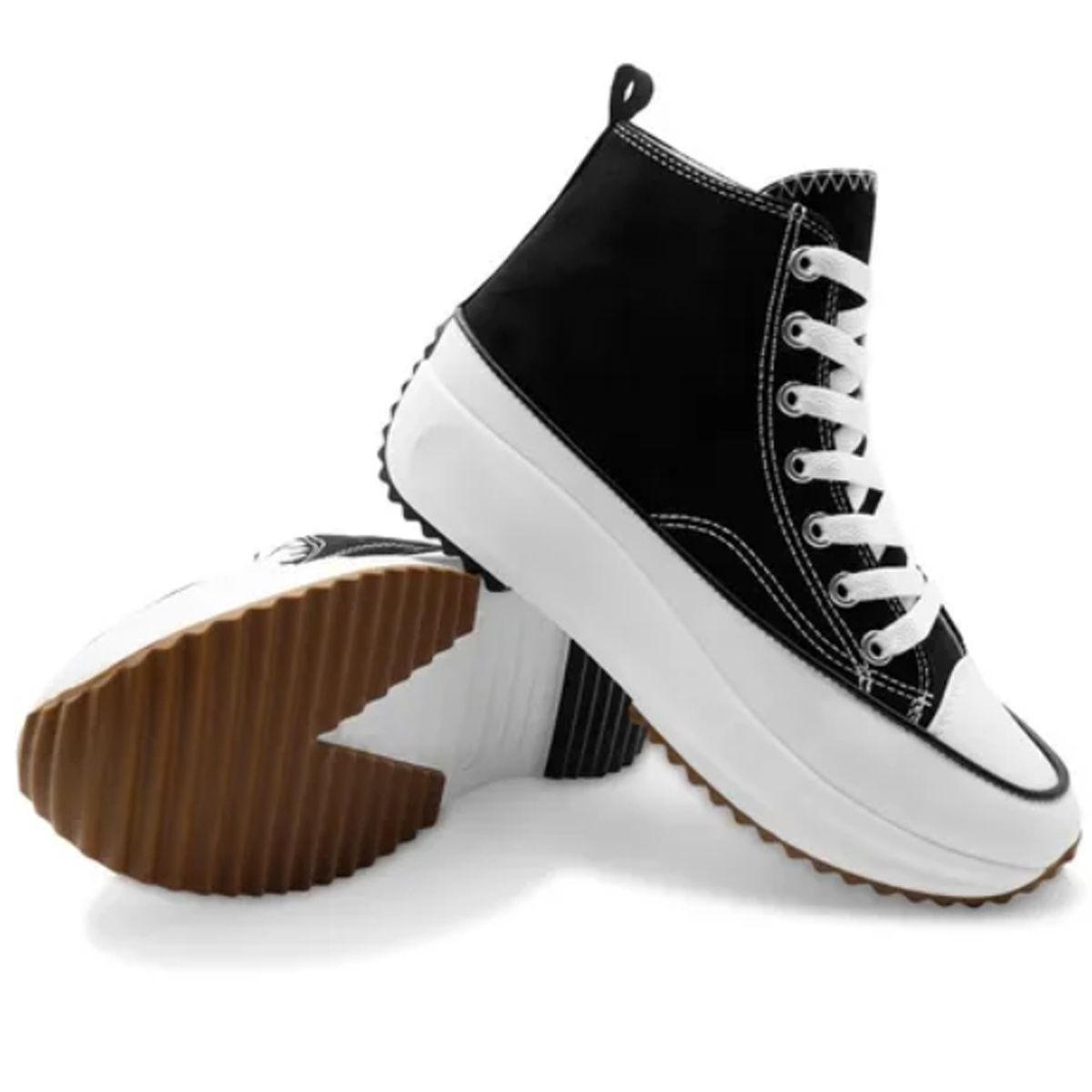 HERIEL - Zapatillas Mujer Urbanas Lona Plataforma Run Caña Alta.