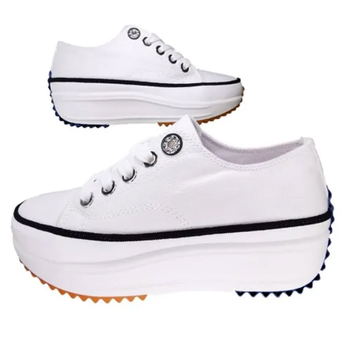 HERIEL - Zapatillas Lona Plataforma Run Mujer Urbanas Negra.