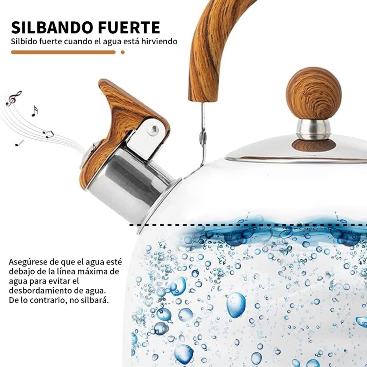 CHEFCHOICE - Tetera Silbante Pava Acero Inoxidable 2500ml Color Blanco