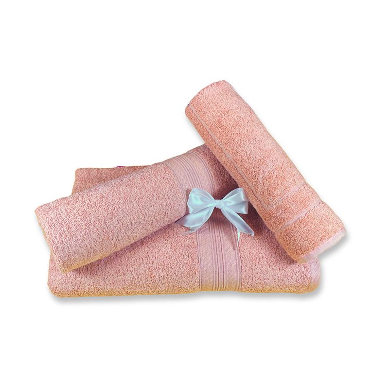 LOURDES - Set De 3 Toallas Lourdes 500G Color Palo Rosa (Baño, Manos, Piso)