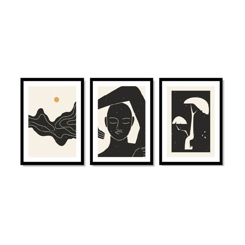 ALCUADRADO - Set Triple Cuadros Trio Universal Negro 50x40 cm
