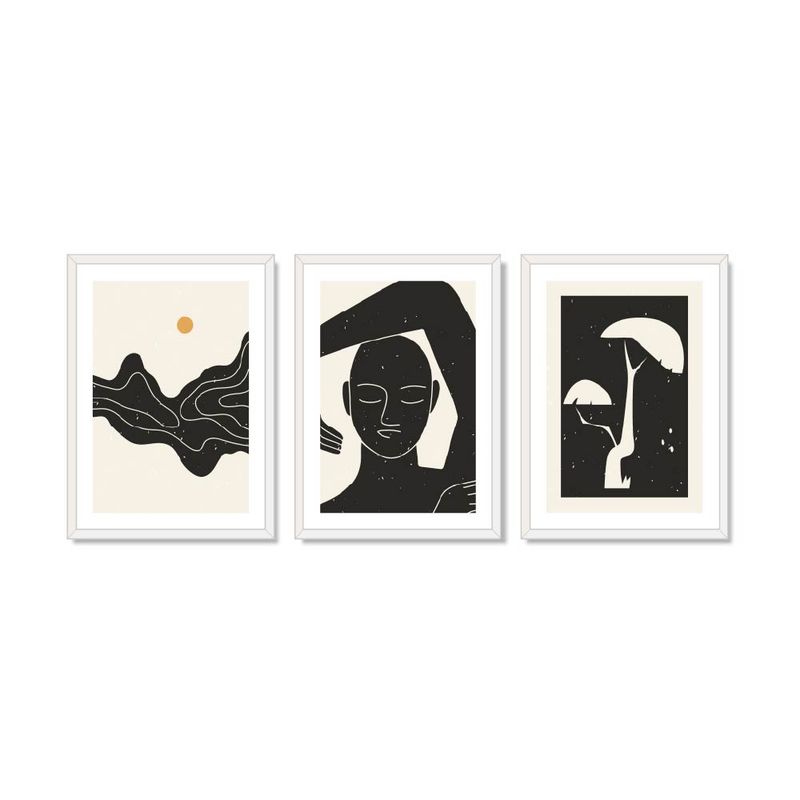 ALCUADRADO - Set Triple Cuadros Trio Universal Blanco 50x40 cm.