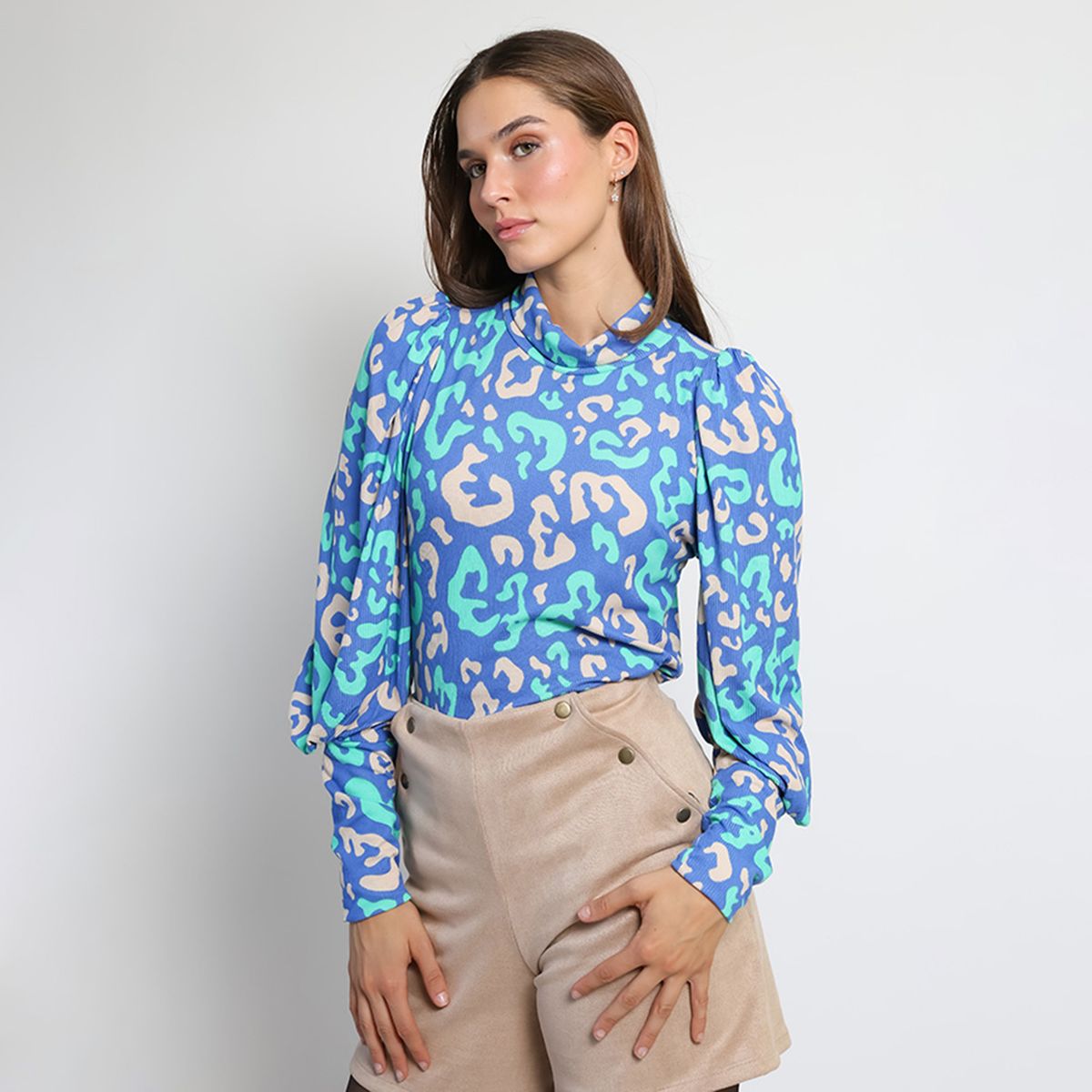 NATALIA SEGUEL - Polera Vane Celeste Manchas Natalia Seguel