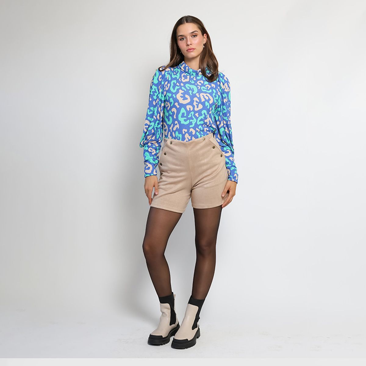 NATALIA SEGUEL - Polera Vane Celeste Manchas Natalia Seguel