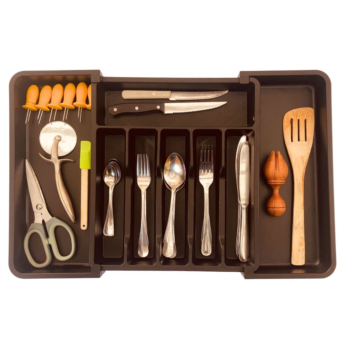 VALSUS - Organizador de cubiertos extensible para cajón Negro