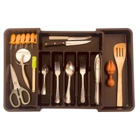 Organizador de cubiertos extensible para cajón Negro
