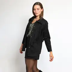 NATALIA SEGUEL - Chaqueta Flecos Negro