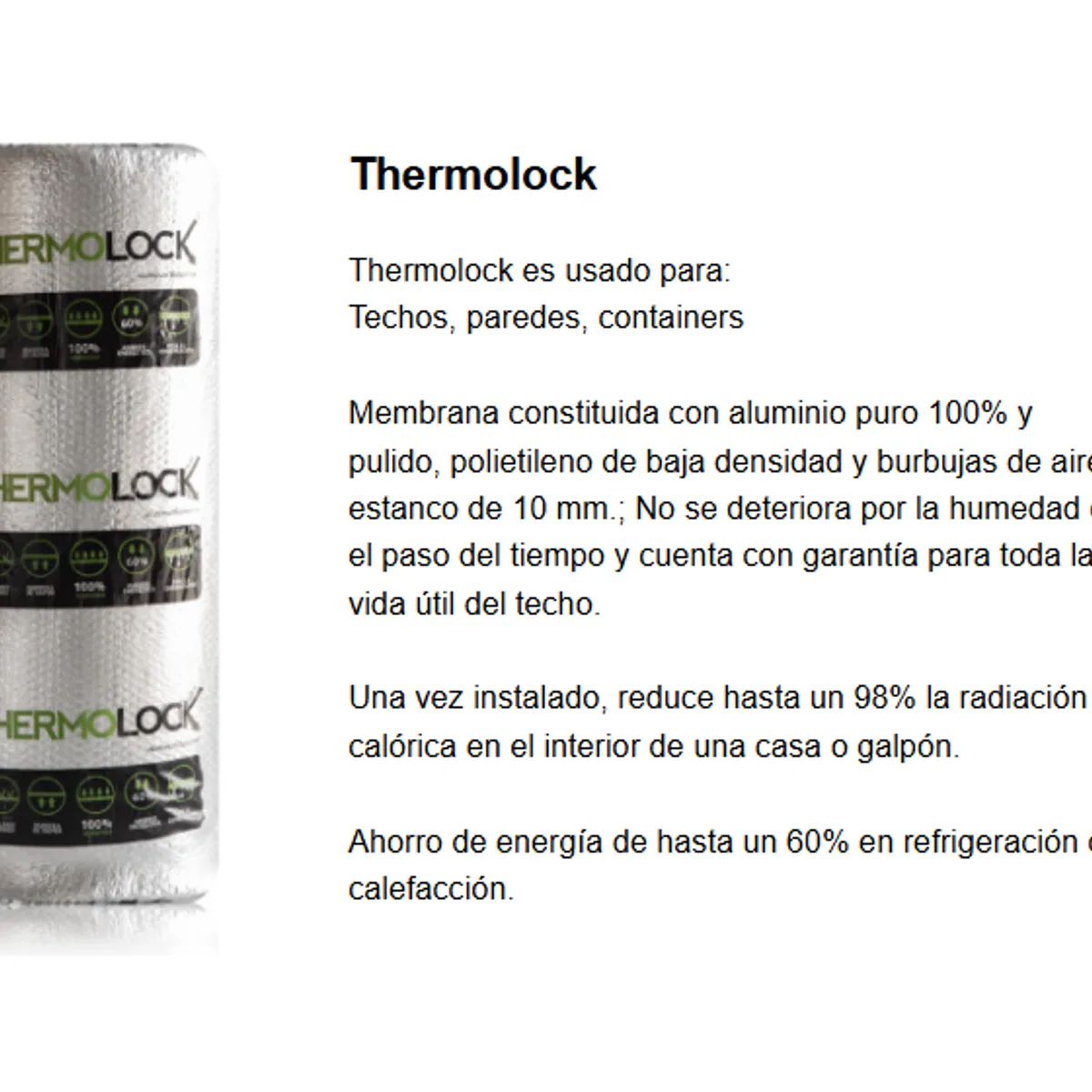 THERMOS - Aislante Térmico De Aluminio 1 X 30m ThermoLock.