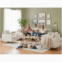 Living 311 Matilda blanco hueso Seccional + 2 Poltronas con Resortes