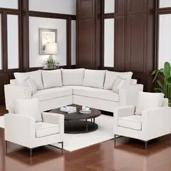 SITIAL HOME - LIVING 311 MATILDA BLANCO HUESO SECCIONAL Y DOS POLTRONAS RESORTES