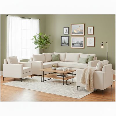 Imagen 2 del producto Living 311 Matilda blanco hueso Seccional + 2 Poltronas con Resortes