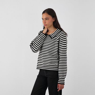 Imagen 2 del producto Sweater Polo Rayas Negro Mujer