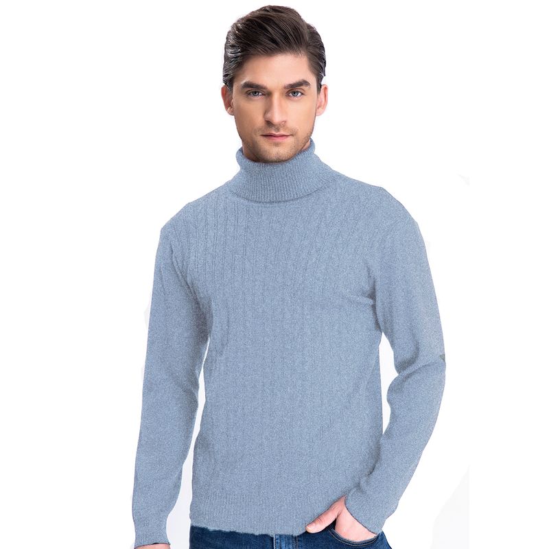 HERIEL - Sweater Chaleco Térmico Mezcla Lana Trenzado Hombre Cuello Alto.