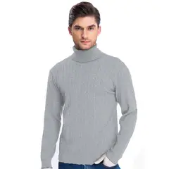 HERIEL - Sweater Chaleco Térmico Mezcla Lana Trenzado Hombre Cuello Alto.