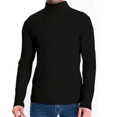 HERIEL - Sweater Chaleco Térmico Mezcla Lana Trenzado Hombre Cuello Alto.