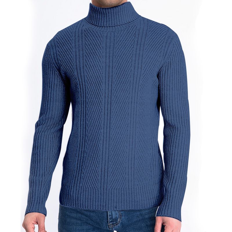 HERIEL - Sweater Chaleco Térmico Mezcla Lana Trenzado Hombre Cuello Alto.