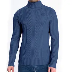 HERIEL - Sweater Chaleco Térmico Mezcla Lana Trenzado Hombre Cuello Alto