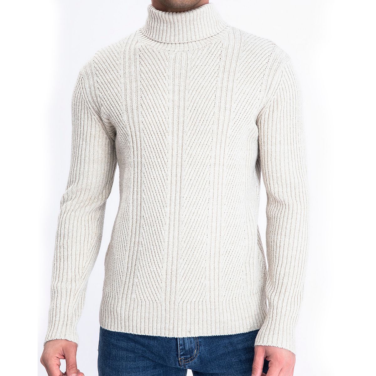 HERIEL - Sweater Chaleco Térmico Mezcla Lana Trenzado Hombre Cuello Alto