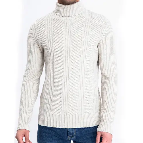HERIEL - Sweater Chaleco Térmico Mezcla Lana Trenzado Hombre Cuello Alto.