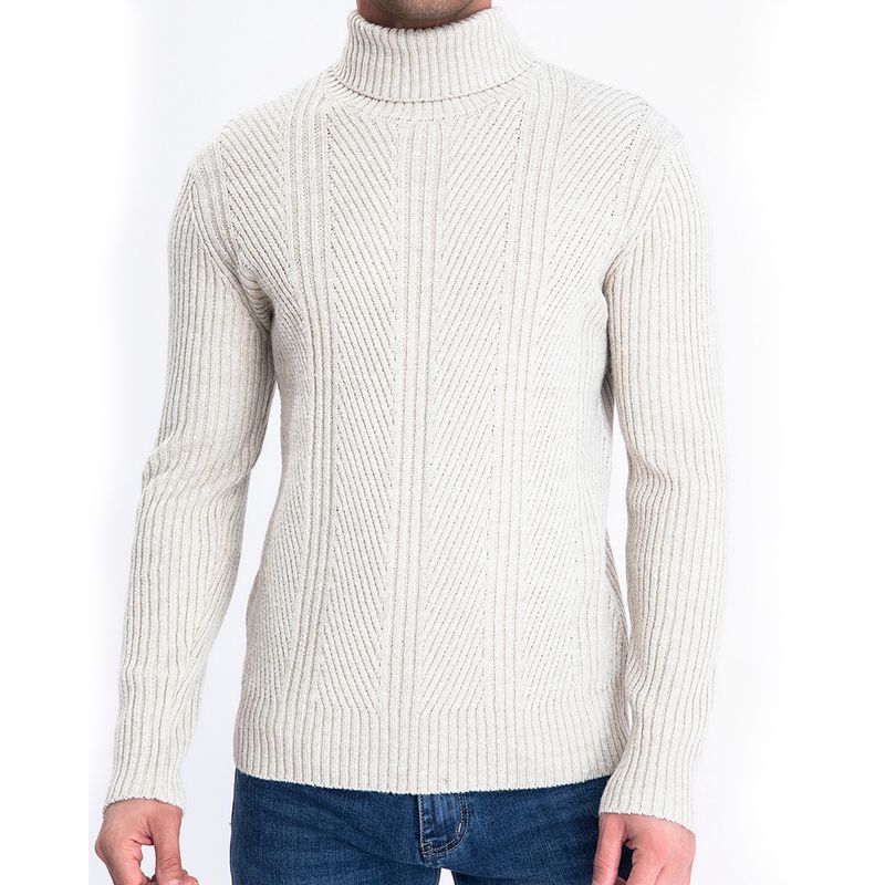 HERIEL - Sweater Chaleco Térmico Mezcla Lana Trenzado Hombre Cuello Alto.