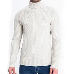 HERIEL - Sweater Chaleco Térmico Mezcla Lana Trenzado Hombre Cuello Alto.