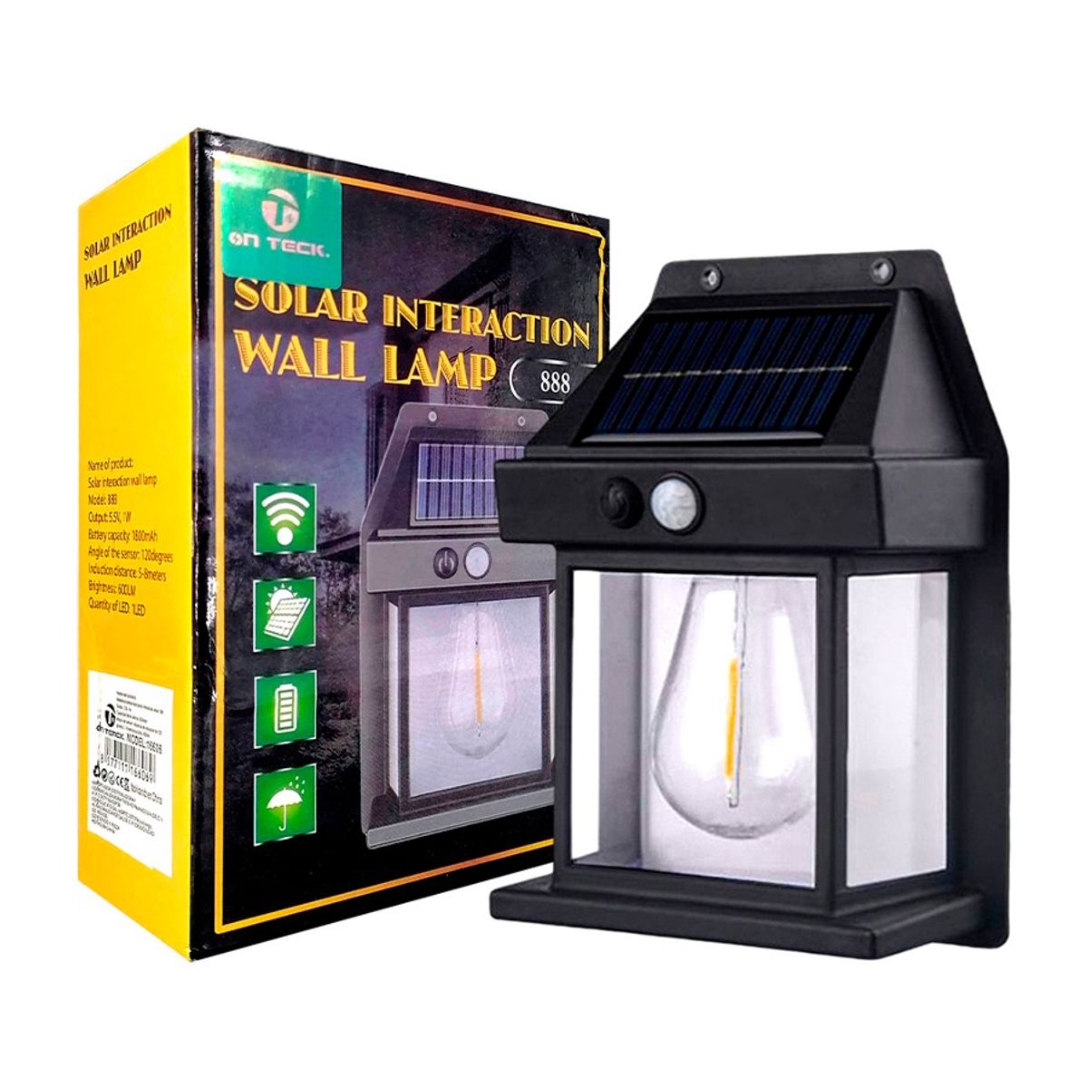 GENERICO - Lámpara Solar Pared Sensor Movimiento Cálido