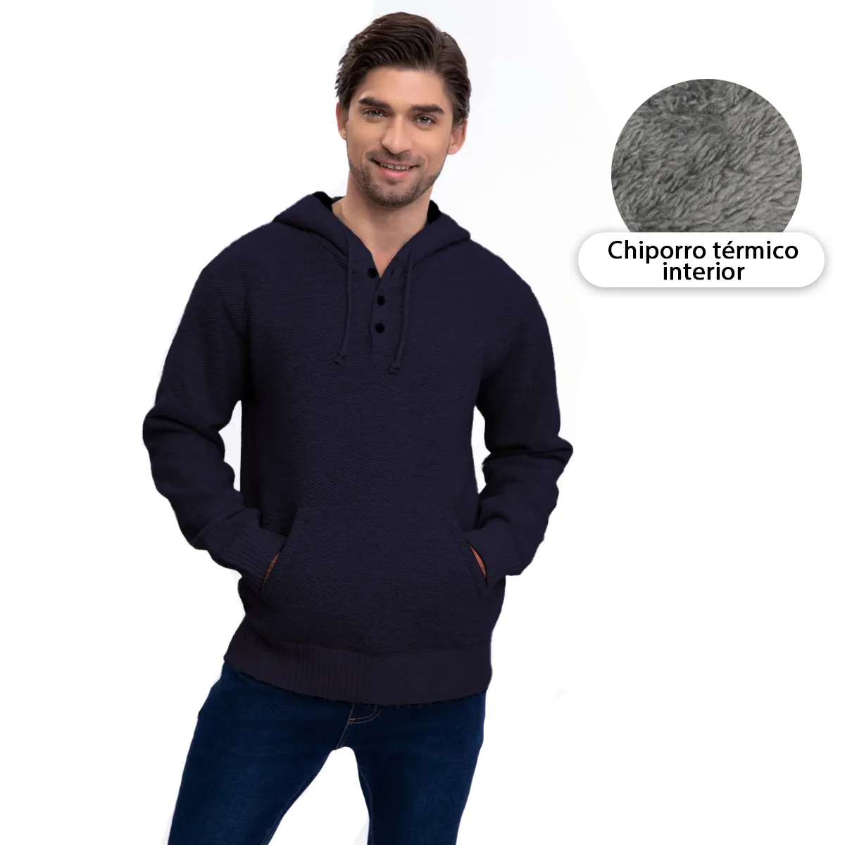 HERIEL - Sweater Chaleco Térmico Forrado Chiporro Mezcla Lana Hombre Botones