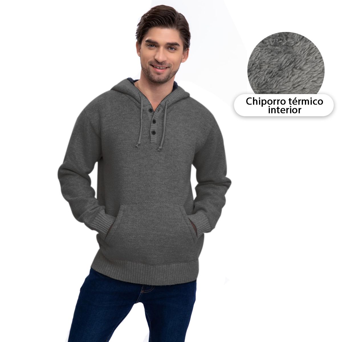 HERIEL - Sweater Chaleco Térmico Forrado Chiporro Mezcla Lana Hombre Botones