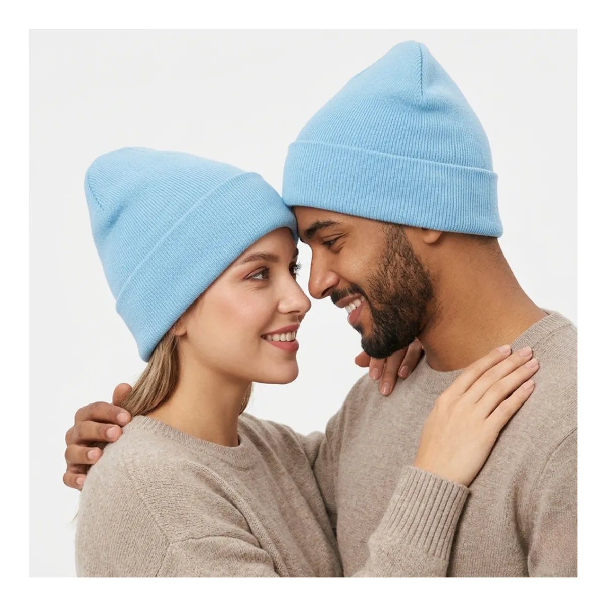 EKOL TACTICA MILITAR - Gorro Tendencia Beanie Lana Adulto Con Doblez Azul Otoño Invierno