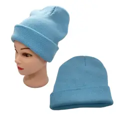 EKOL TACTICA MILITAR - Gorro Tendencia Beanie Lana Adulto Con Doblez Azul Otoño Invierno