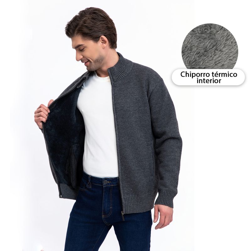 HERIEL - Sweater Chaleco Térmico Forrado Chiporro Mezcla Lana Hombre Cierre