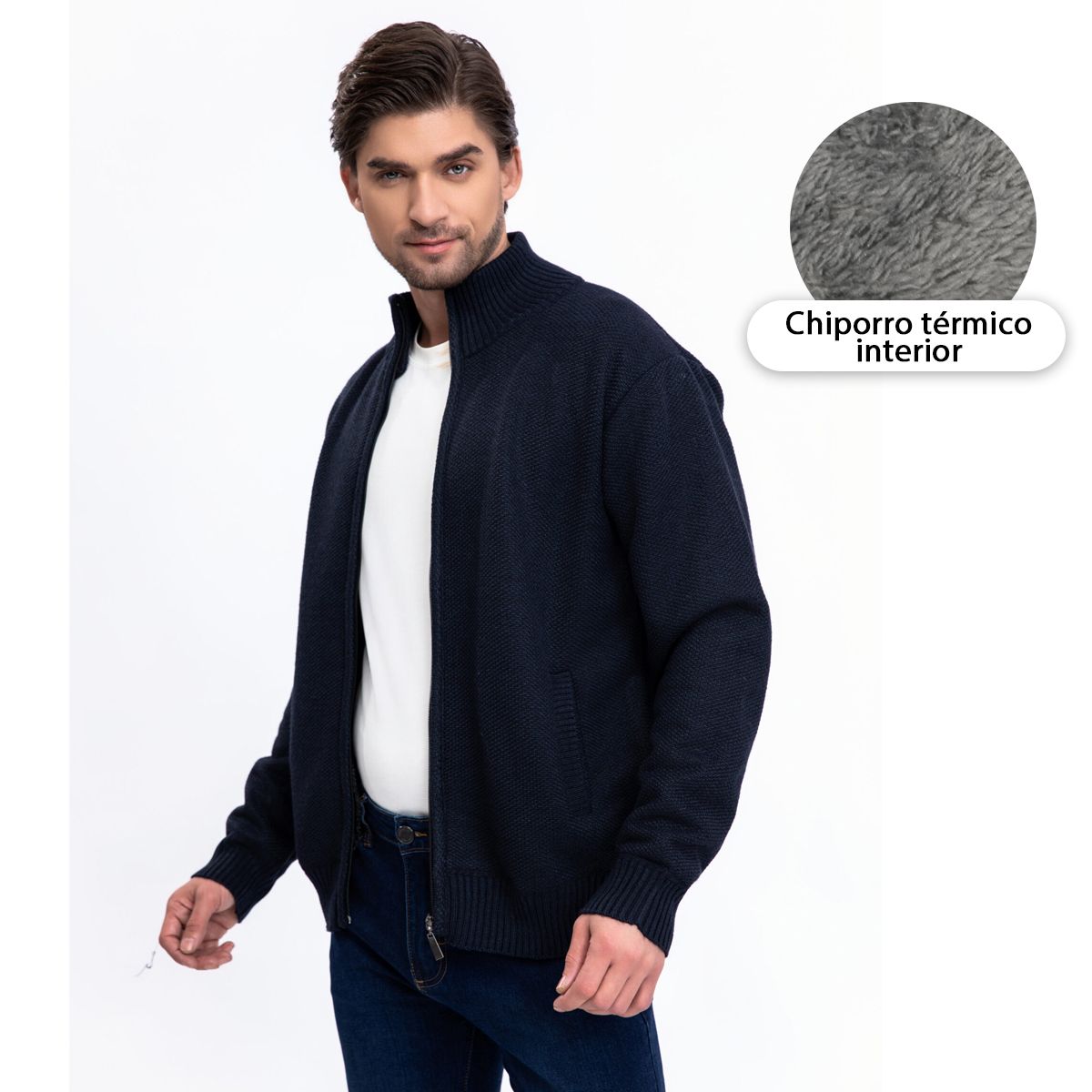 HERIEL - Sweater Chaleco Térmico Forrado Chiporro Mezcla Lana Hombre Cierre
