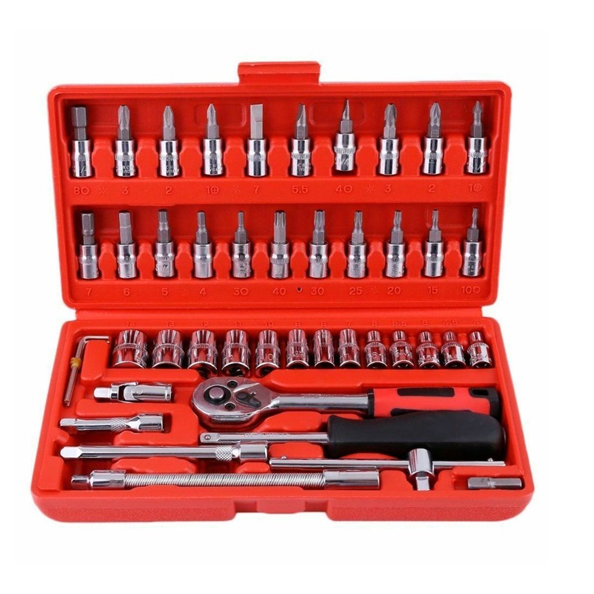 GENERICO - Caja De Herramientas Dados Ratchet 46 Piezas 1/4″