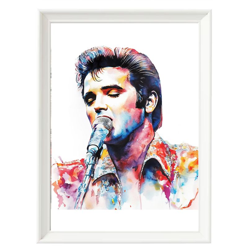 DECORACION CREATIVA - Set Cuadros Elvis Presley 2 Marco Blanco