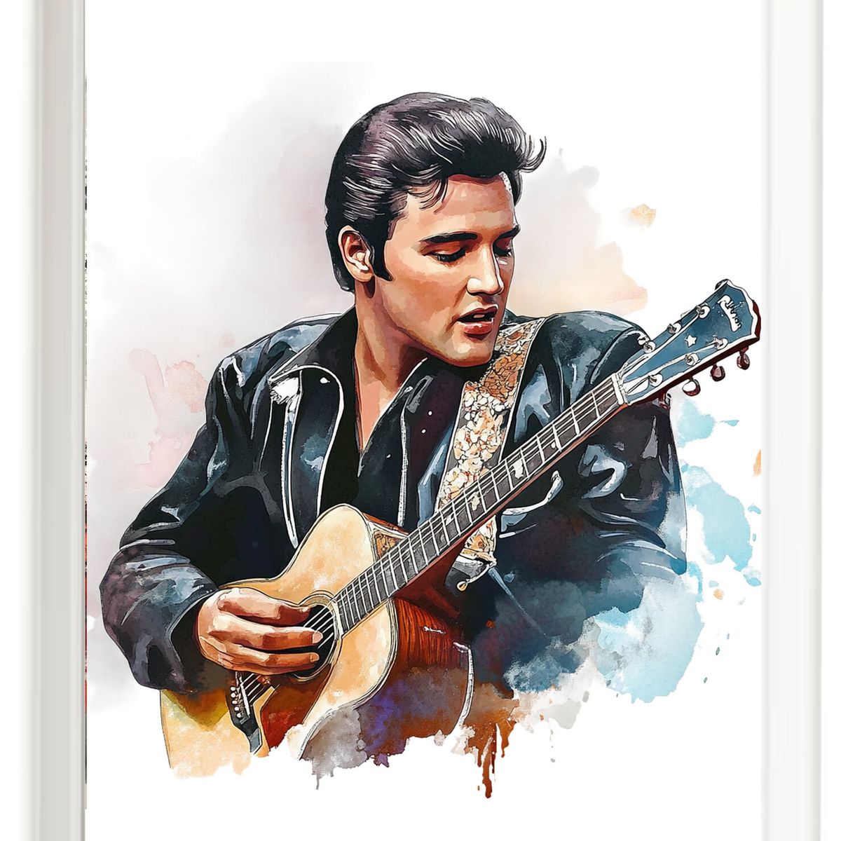 DECORACION CREATIVA - Set Cuadros Elvis Presley 3 Marco Blanco