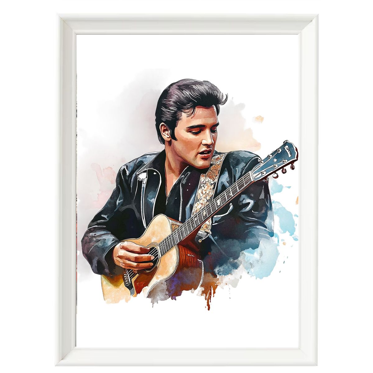 DECORACION CREATIVA - Set Cuadros Elvis Presley 3 Marco Blanco