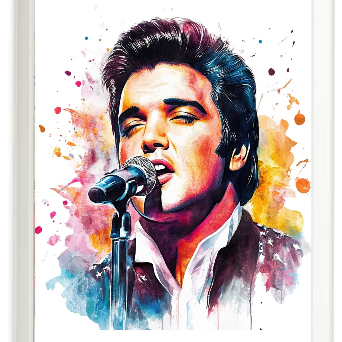 DECORACION CREATIVA - Set Cuadros Elvis Presley 3 Marco Blanco