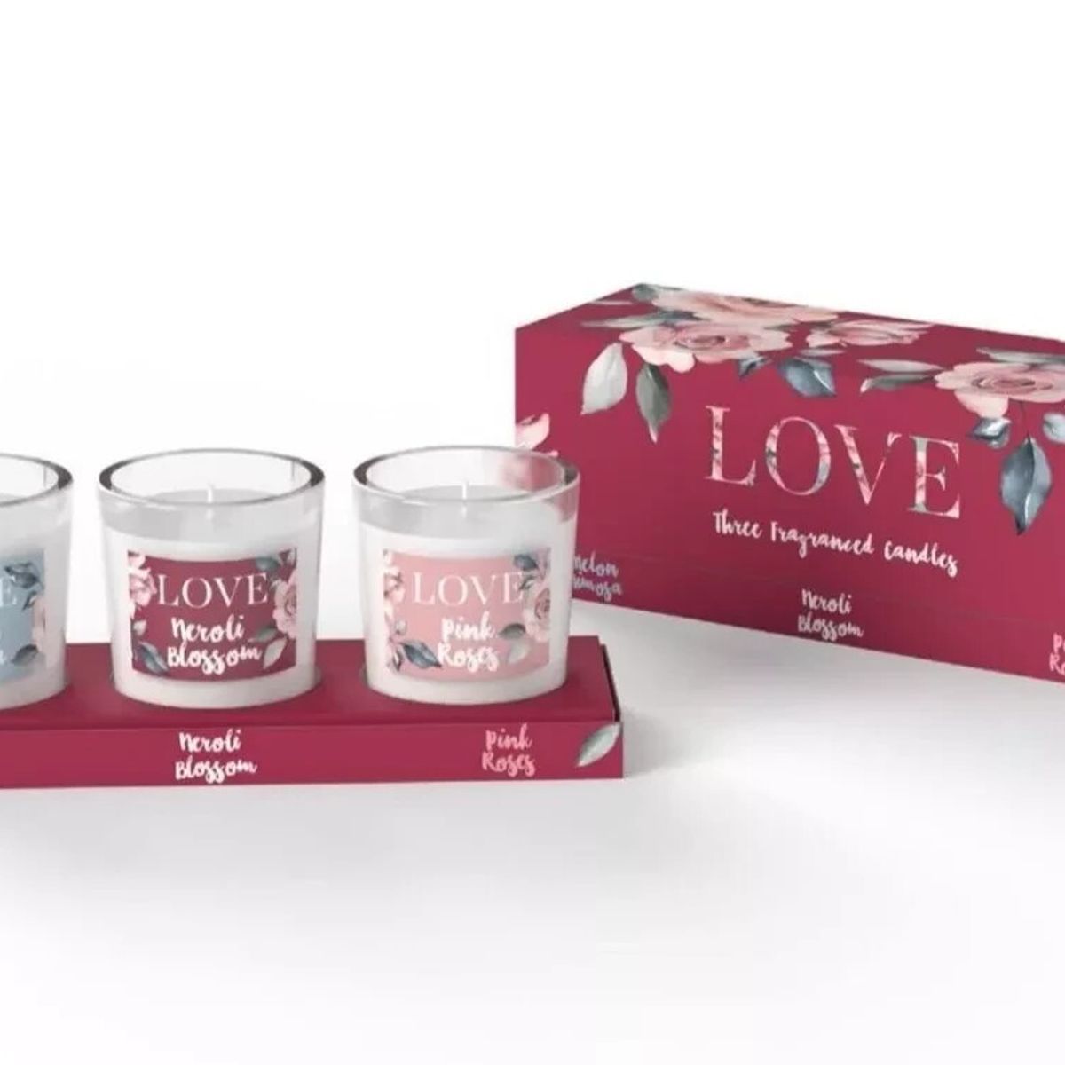 GENERICO - SET de 3 velas perfumadas en vaso de vidrio