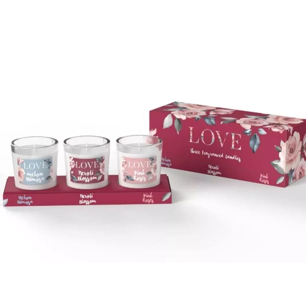 GENERICO - SET de 3 velas perfumadas en vaso de vidrio