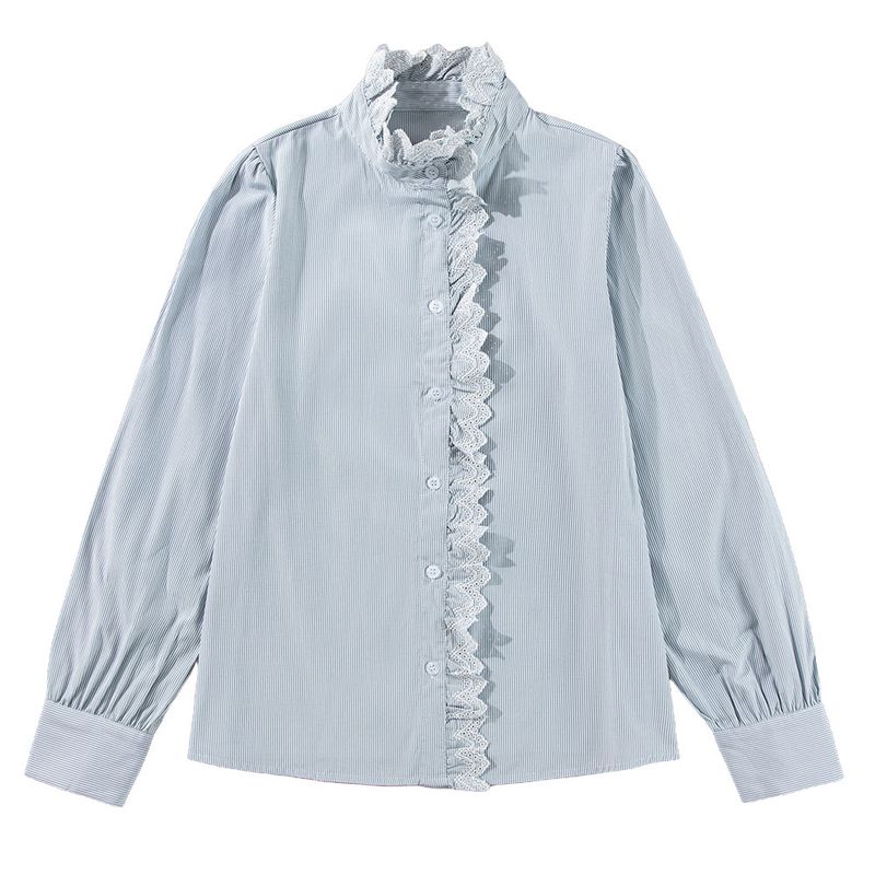 RURUTOTO - Blusa Manga Larga Raya Mujer Azul