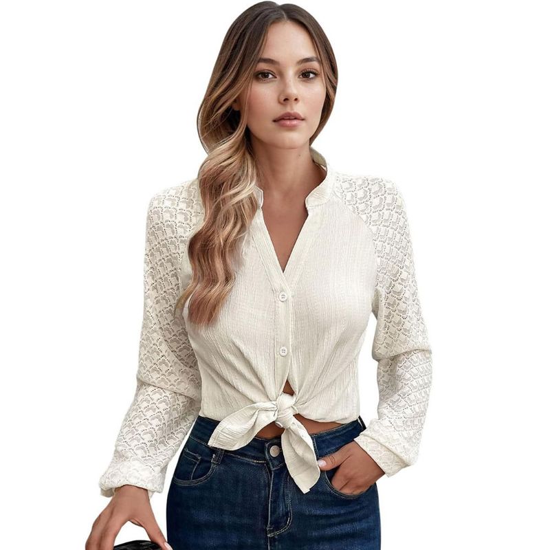 RURUTOTO - Camisa Manga Larga Mujer Beige