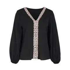 RURUTOTO - Blusa Manga Larga Mujer Negro
