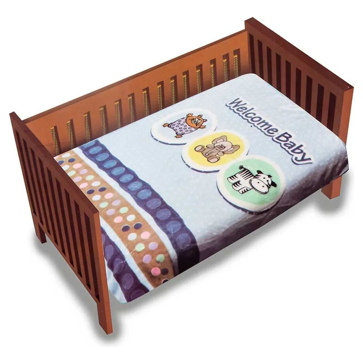 GENERICO - Manta Saco Bebe Con Broche Animalistos Celeste