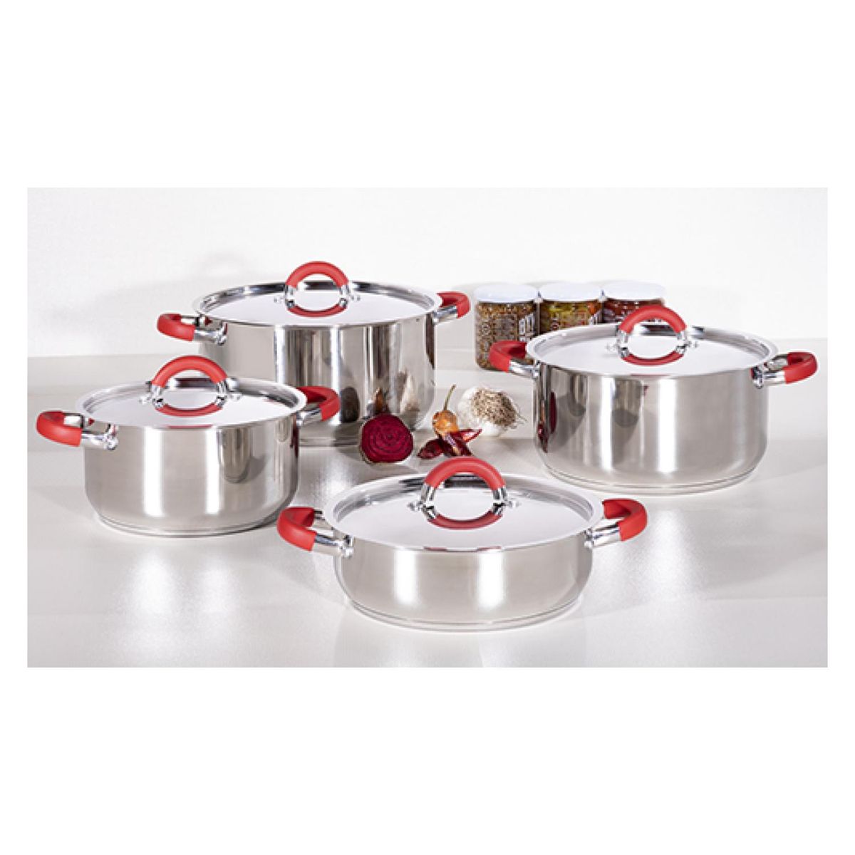 GENERICO - Set De Ollas Bateria De Cocina 8 Piezas Inoxidables Arte Andino