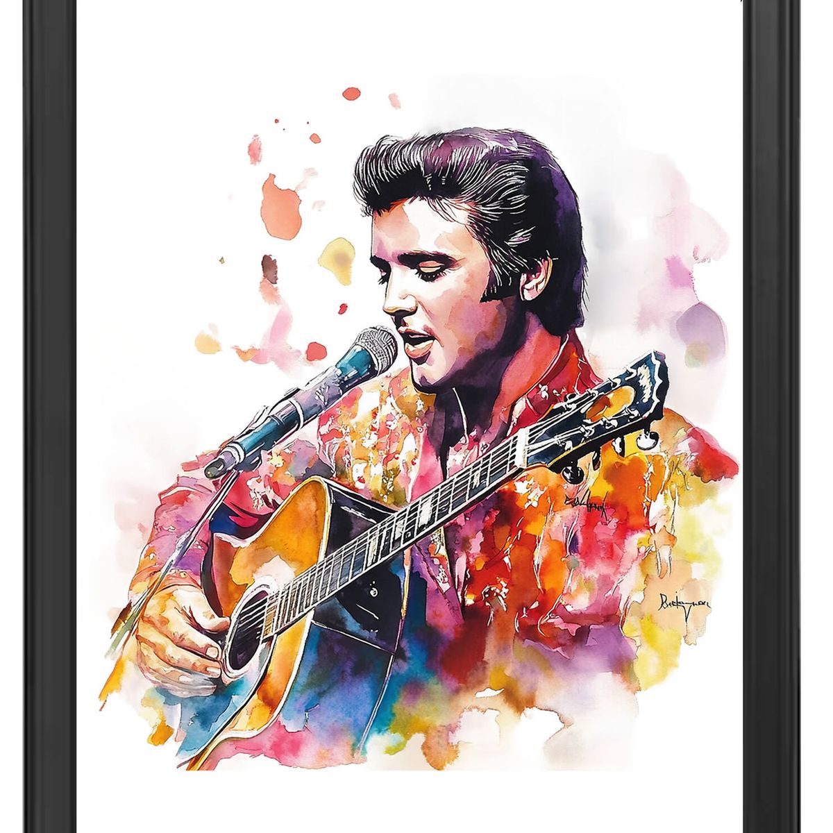 DECORACION CREATIVA - Set Cuadros Elvis Presley 1 Marco Negro