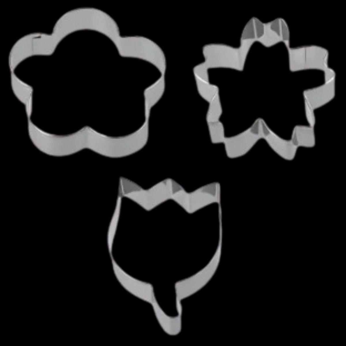 GENERICO - Cortador Galletas Flores 3 Diseños