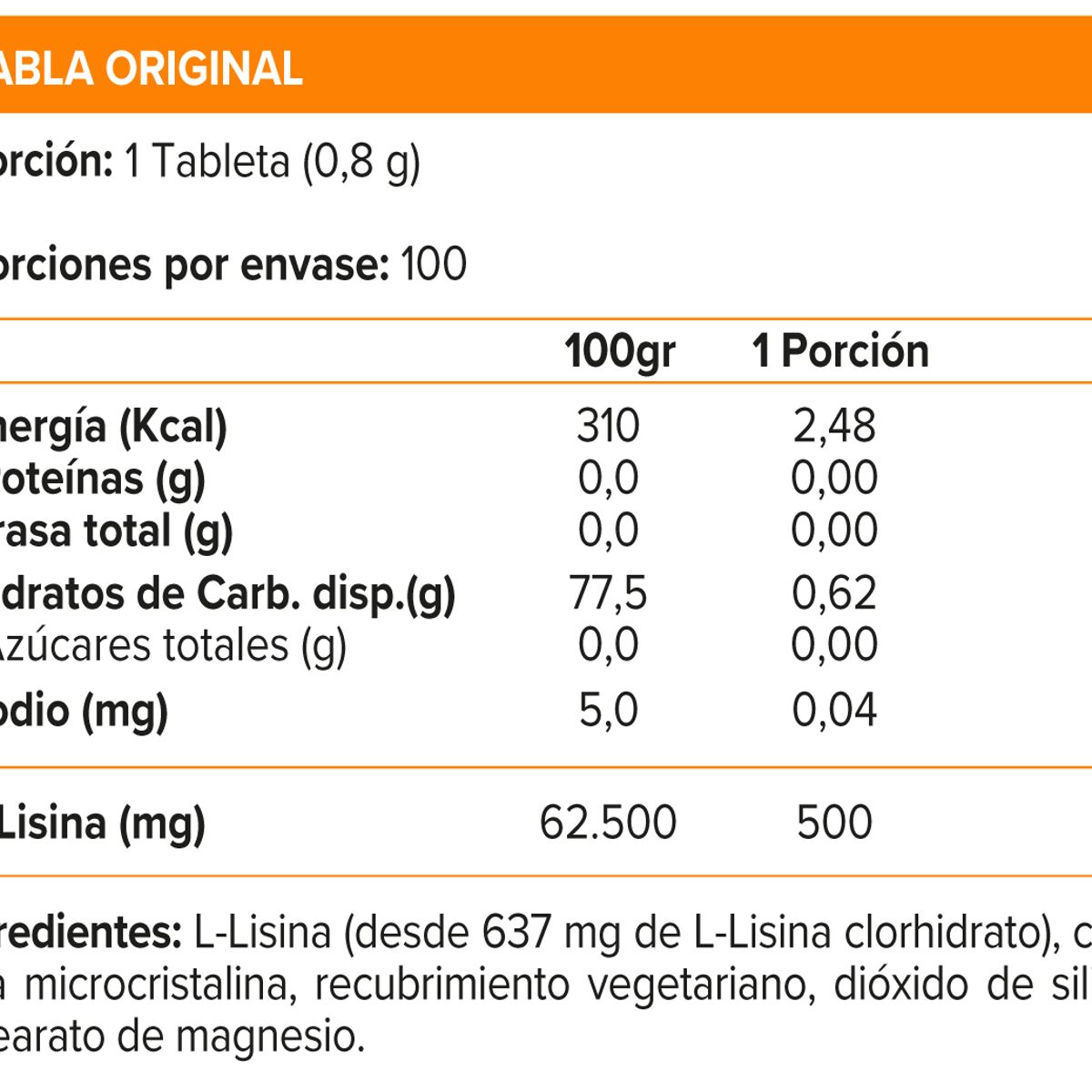 NOW - L-LYSINE 500MG 100 TABS